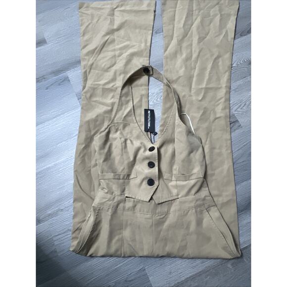 PrettyLittleThing Taupe Halterneck Vest Jumpsuit Size 4 - Picture 7 of 8